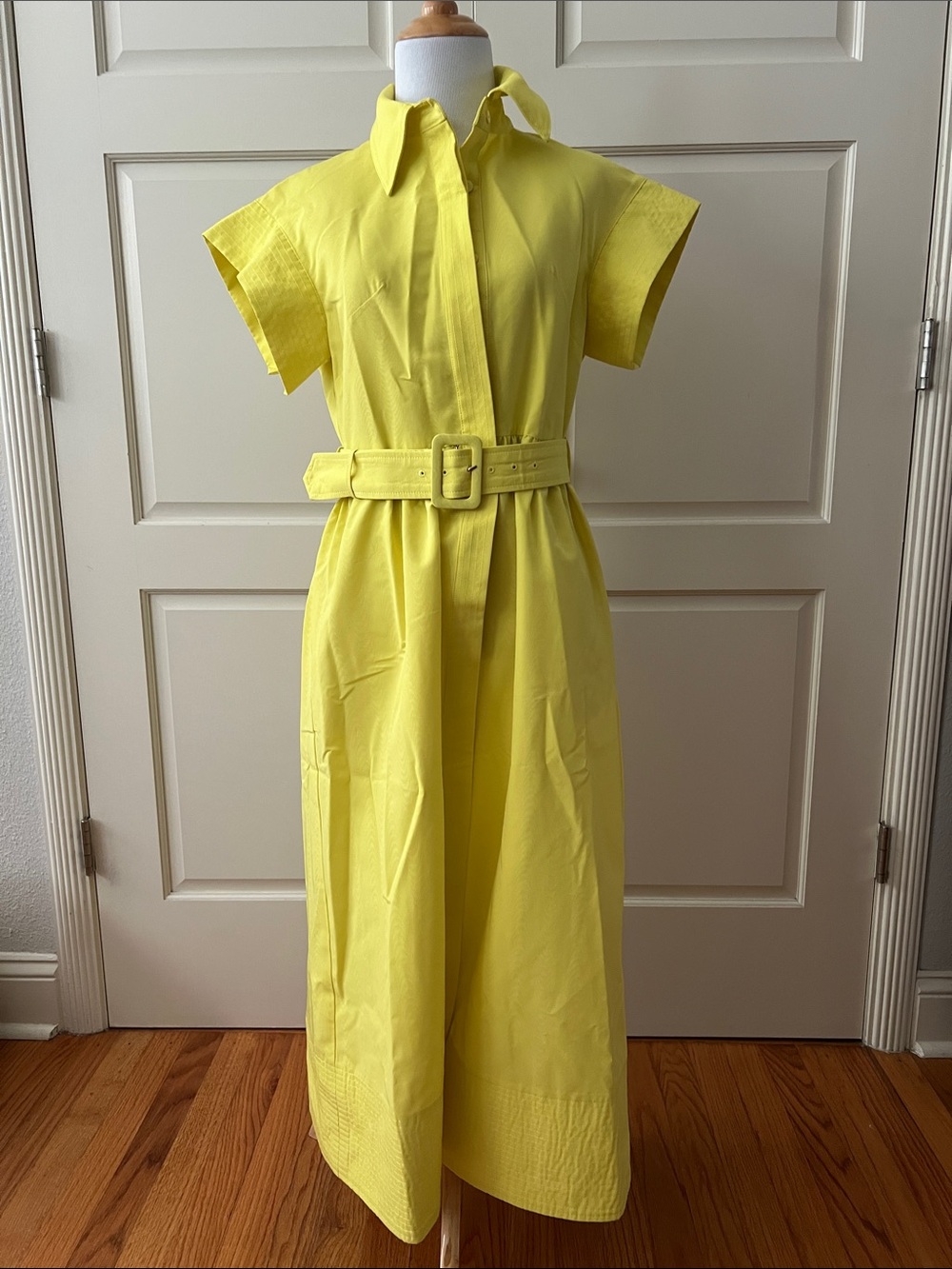 Tuckernuck Chloe Citron Midi Shirt Dress Belted MSRP $298 Size Small